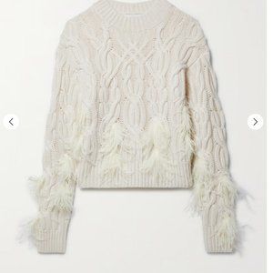 VINCE cable-knit wool and cashmere-blend sweater (Cream, M)